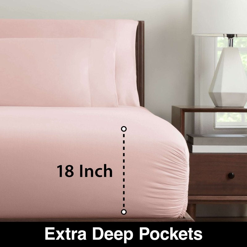 Full Blush Wine Bamboo Sheet Set - Soft & Silky 4-Piece, 300 TC Sateen
