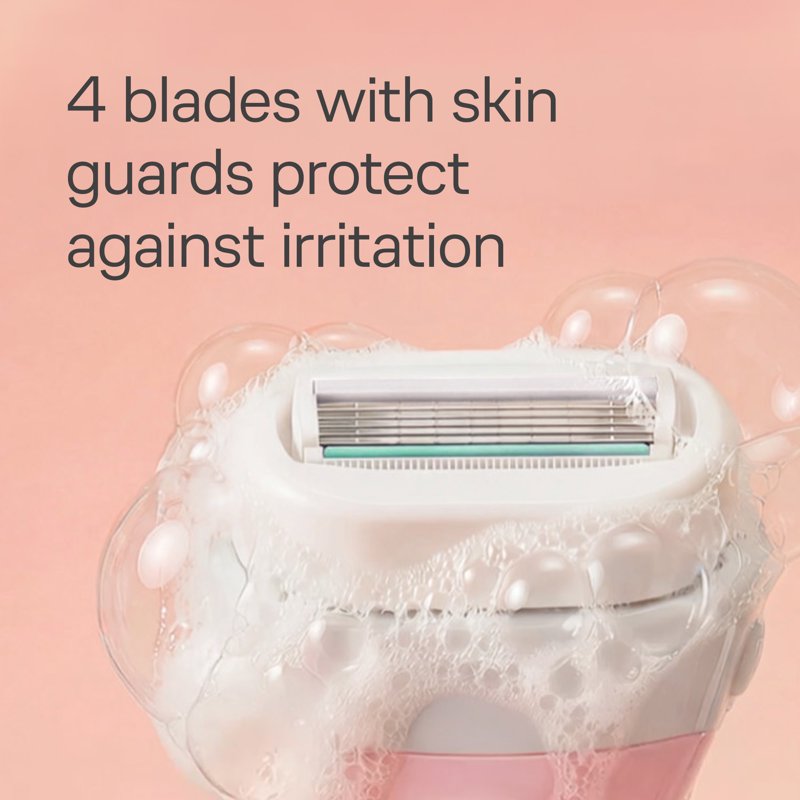 Moisturizing Women's Razor Handle with 2 Four-Blade Refill Cartridges