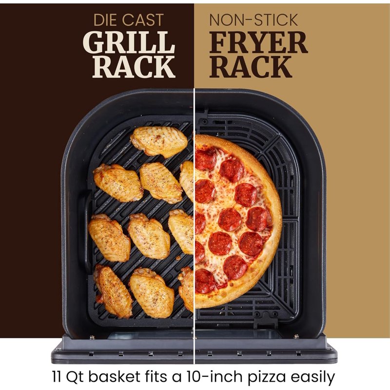 Digital Indoor Grill and Air Fryer Oven, 11L, 1700W, Stainless Steel