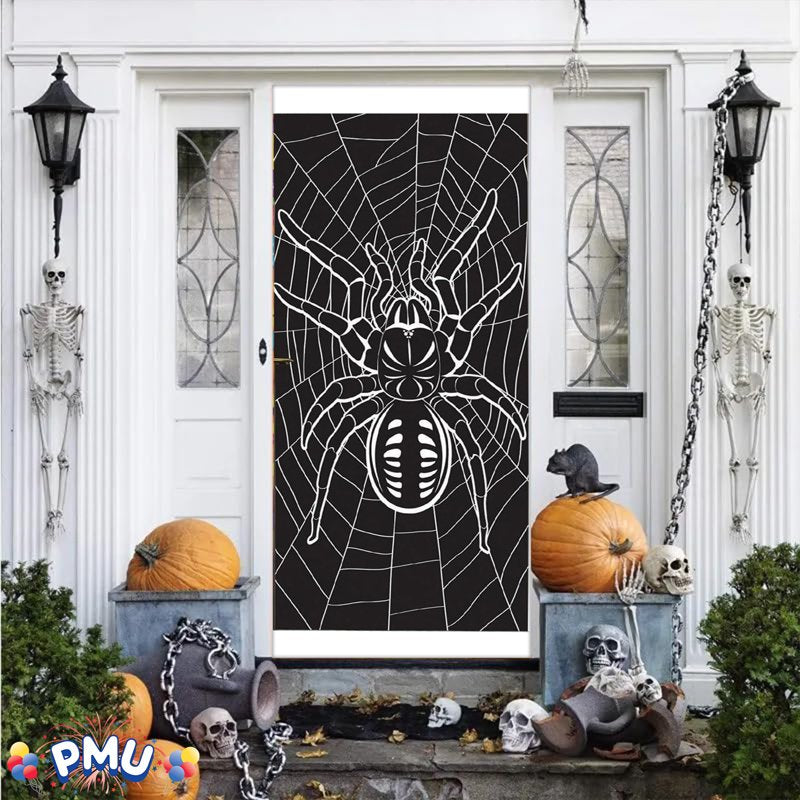 PMU Spider Glow In The Dark Halloween Door Cover - 30x60 Inches, Halloween Decor, Pack of 1
