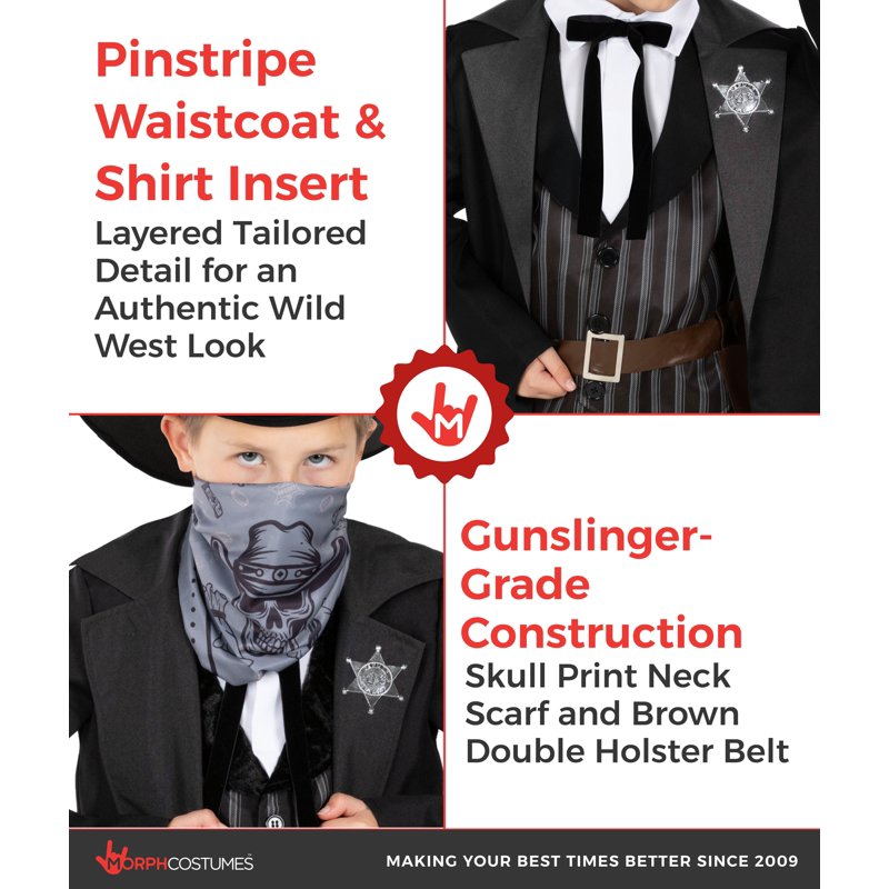 Western Sheriff Costume for Boys - Halloween, Parties, Cosplay - Size M