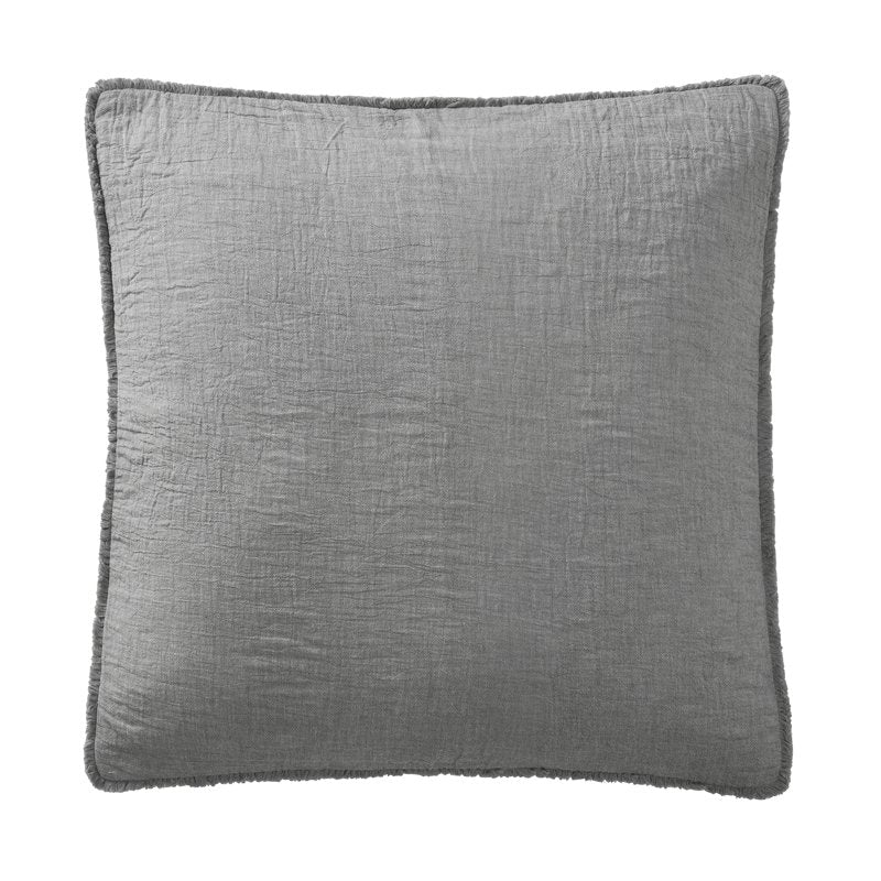 Gray Cotton Gauze Fringe Decorative Throw Pillow 22x22 Inches - 2 Pack