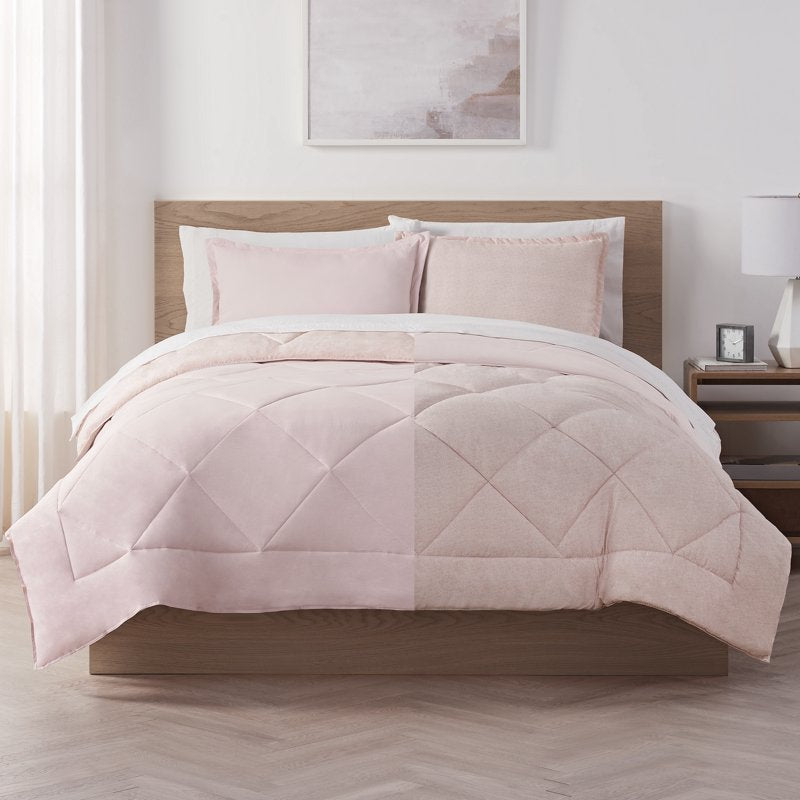 Cooling Bed Set - King, Pink, 7-Piece Reversible Bedding Comforter & Sheets