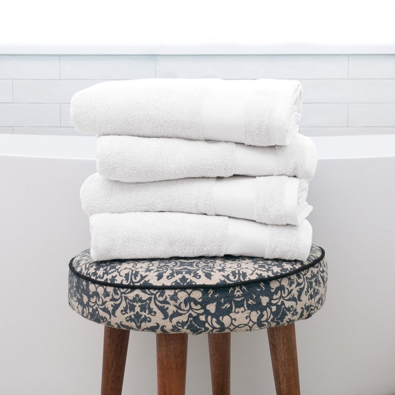 Farmhouse Cotton Bath Towel Set - White, 4 Pieces, Hotel Quality