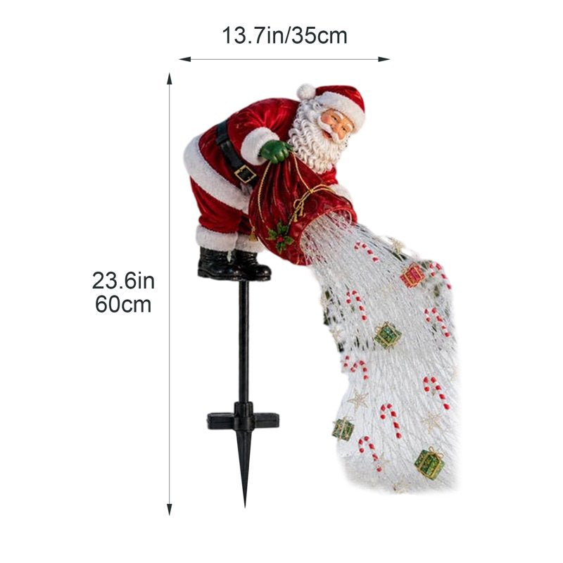 Santa Magic Pouring LED Christmas Garden Light - Solar Stake with Star Gift Box Candy Cane - Outdoor Holiday Decor - Variation B6