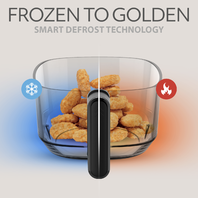 5Qt Glass Air Fryer - Non-Toxic Digital Touch Screen, Charcoal Slate