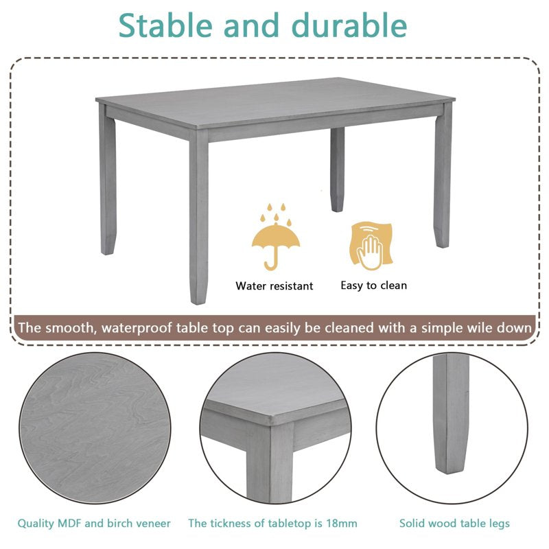 45.5" Rectangular Wooden Dining Table - Seats 4, Gray