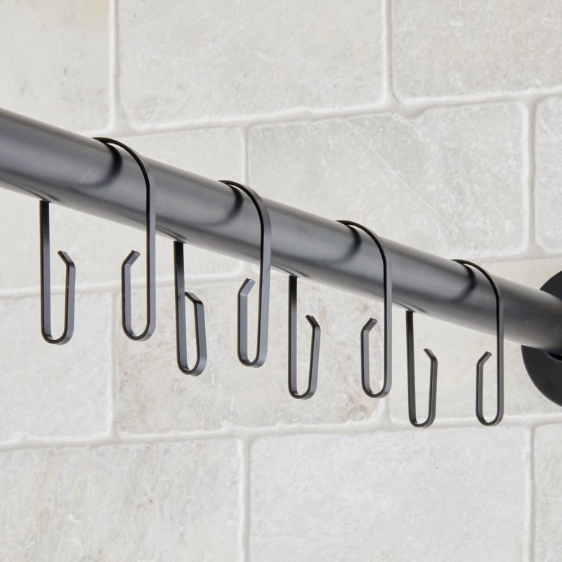 Black U-Shape Double Shower Hooks - Rustproof Stainless Steel Set of 12