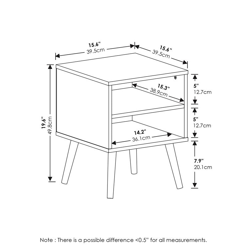 Mid Century Style End Table with Wood Legs - Espresso