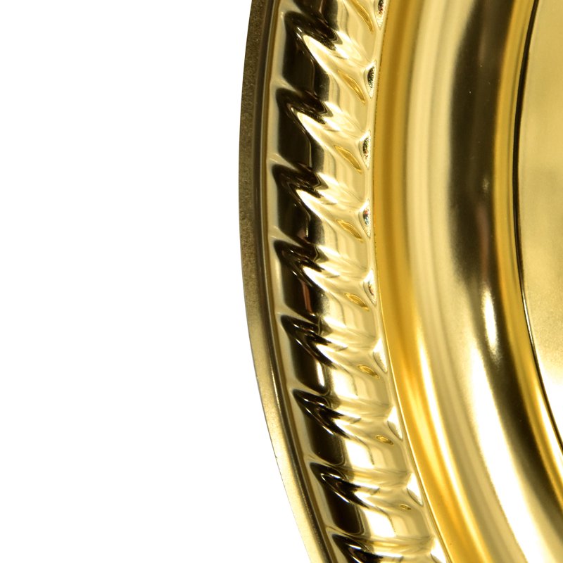 16-Inch Gold Plastic Round Serving Platter - 3 Pack