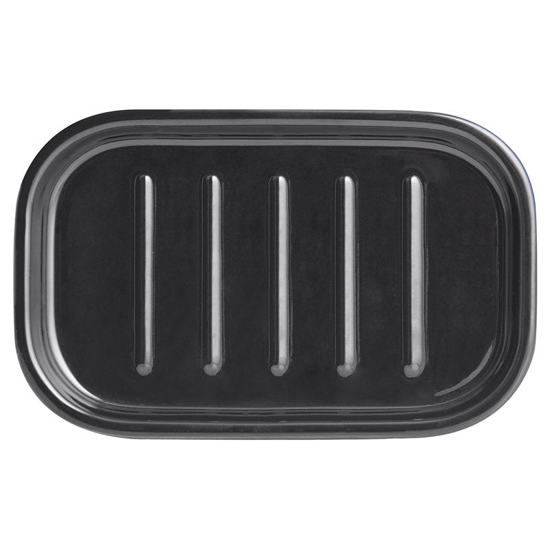 Black Ceramic Soap Dish 3 Pack - Compact Bathroom Countertop Accessory