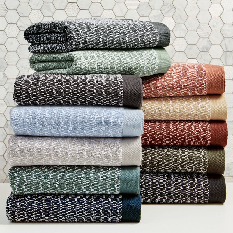 6-Piece Cotton Bath Towel Set - Blue Water, Soft & Absorbent, Melange Style