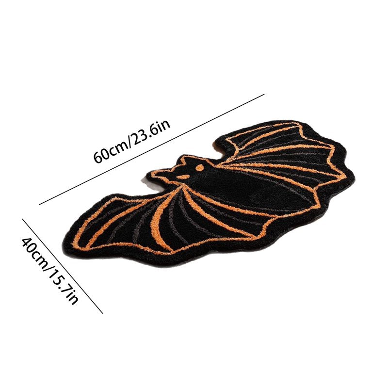Halloween Bat Bath Mat Non-Slip Faux Fur Floor Rug for Bathroom & Bedroom
