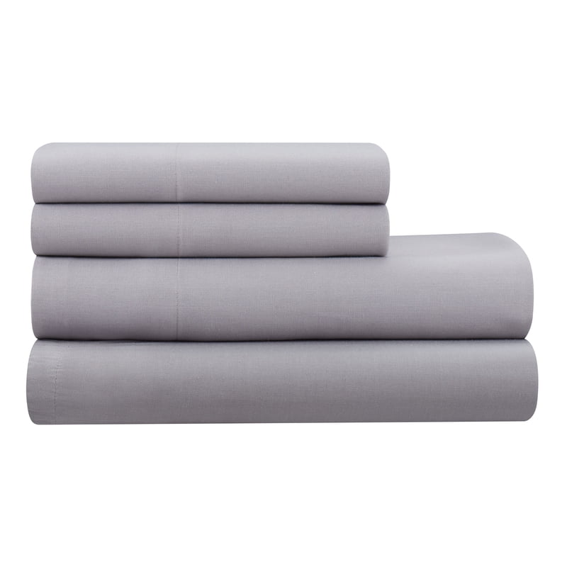 Queen Gray Lyocell Linen Blend Bed Sheet Set - Hotel Style 4-Piece