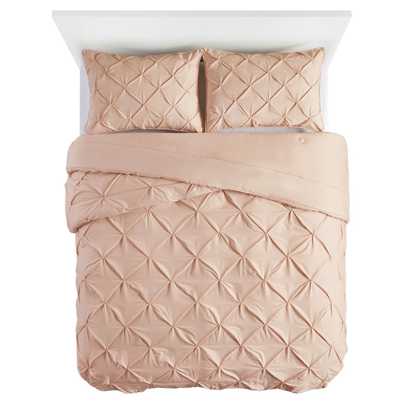 Better Homes & Gardens Blush Cotton Pintuck Comforter Set - Full/Queen, Pink