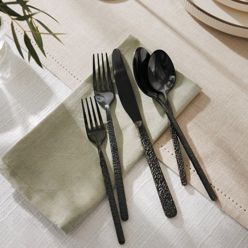 20-Piece Black Stainless Steel Flatware Set - Service for 4