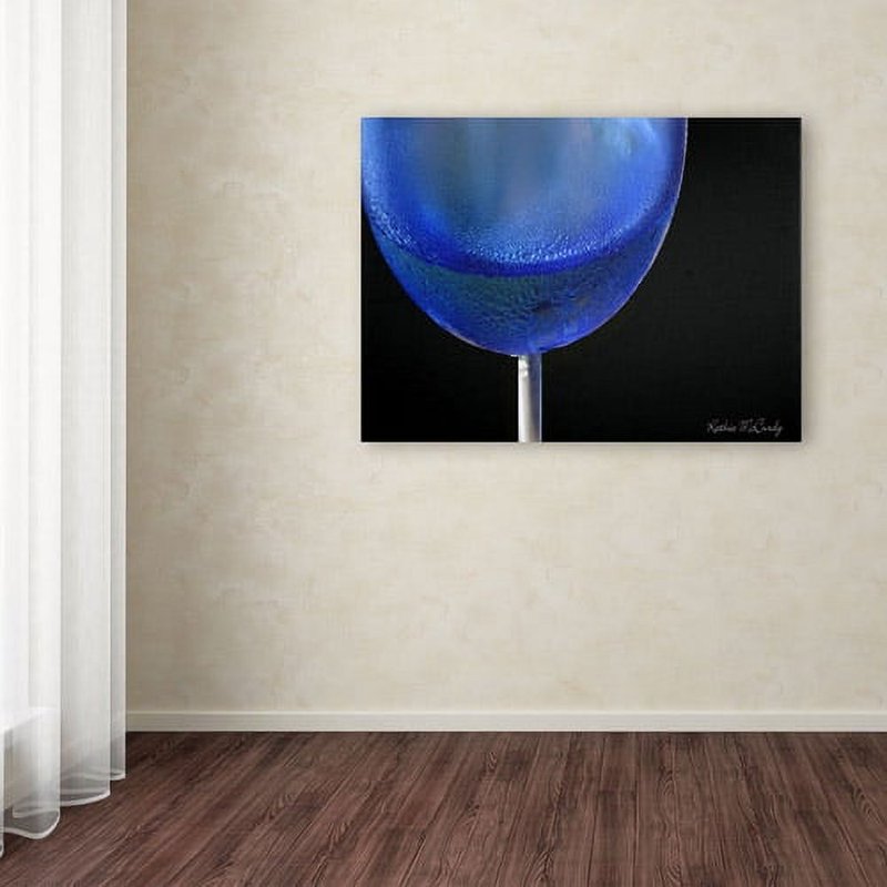 Blue Wine Glass Canvas Art - 10 x 19 Inch by Kathie McCurdy