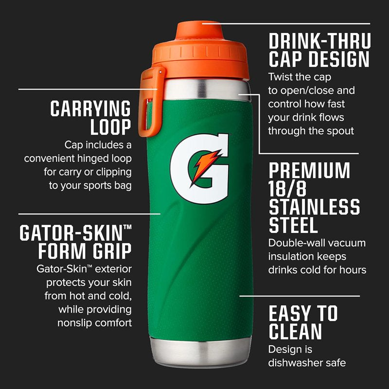 Stainless Steel Sport Bottle - 26oz Double-Wall Insulation - Green