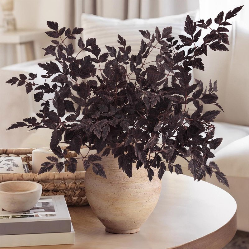 Halloween Decor K-A Artificial Maple Leaves Branches for Fall Vase Arrangements - Black, 45cm