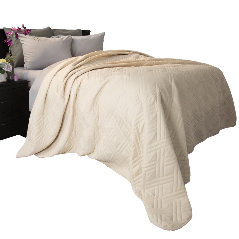 Solid Color Bed Quilt Coverlet for Full/Queen Bed - Beige, Somerset Home