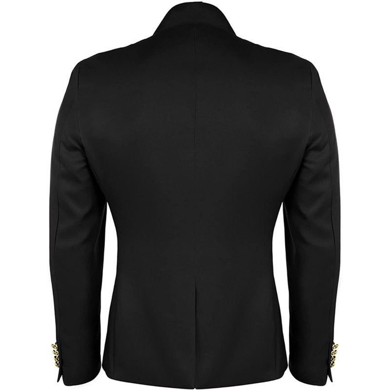 Men's Fall Casual Button-Embellished Stand-Collar Jacket - Black, L