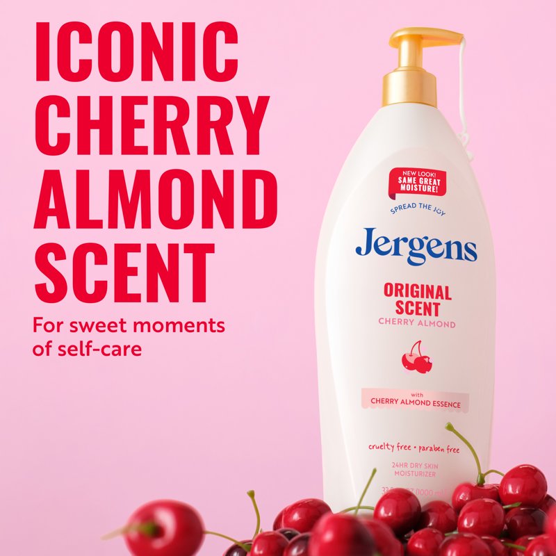 Jergens Original Scent Body Lotion - Cherry Almond Moisturizer for Dry Skin