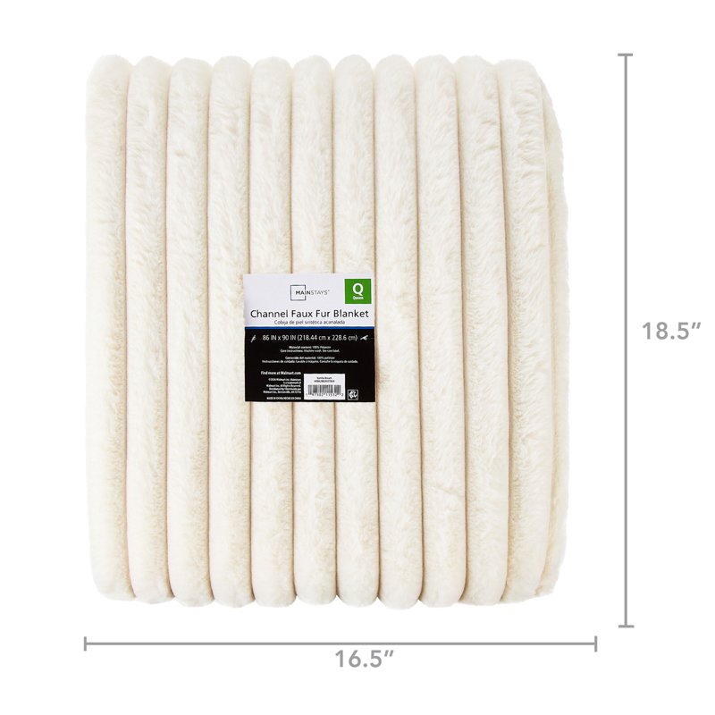 Full/Queen Faux Fur Blanket - Vanilla Dream, 86x90 Inches Reversible Comfort