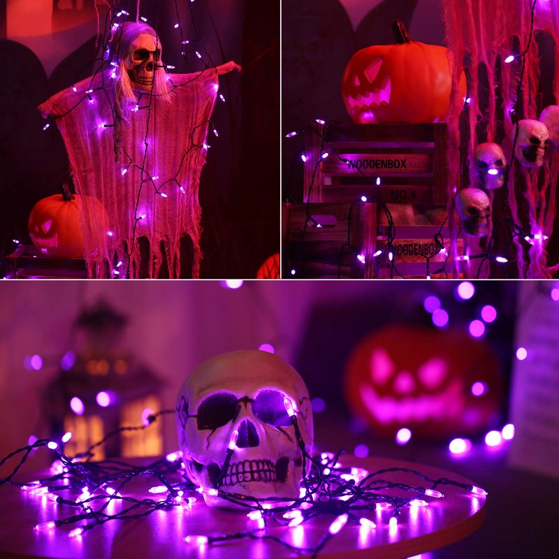 Halloween String Lights 33ft 100 LED Waterproof Battery-Powered Purple