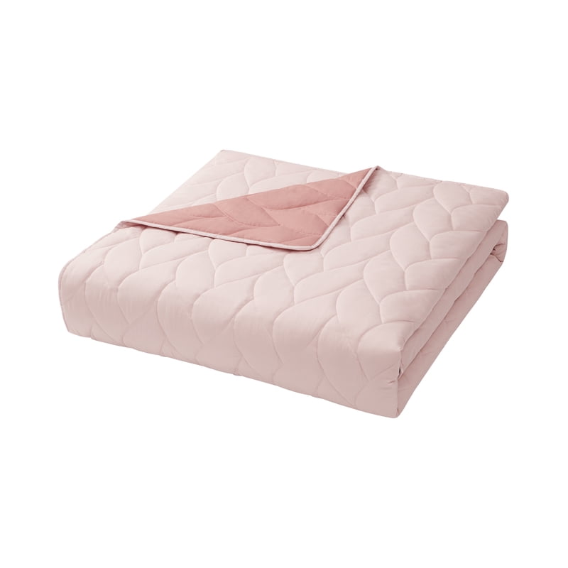 King Reversible Quilt Set with White Sheets - Soft Pink Bedding