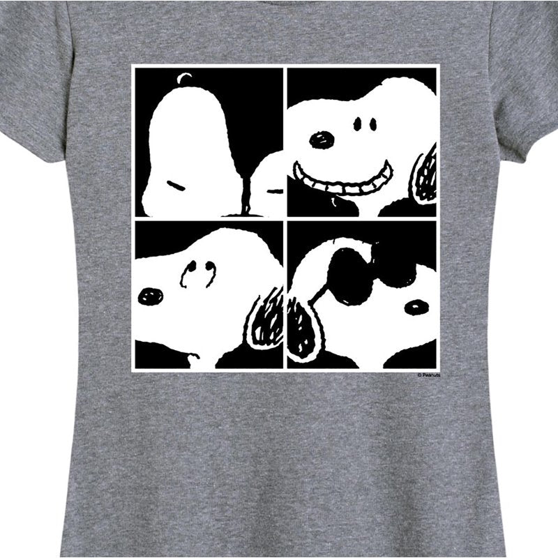 Women's Short Sleeve Peanuts Snoopy Faces Graphic T-Shirt Heather Grey 3X