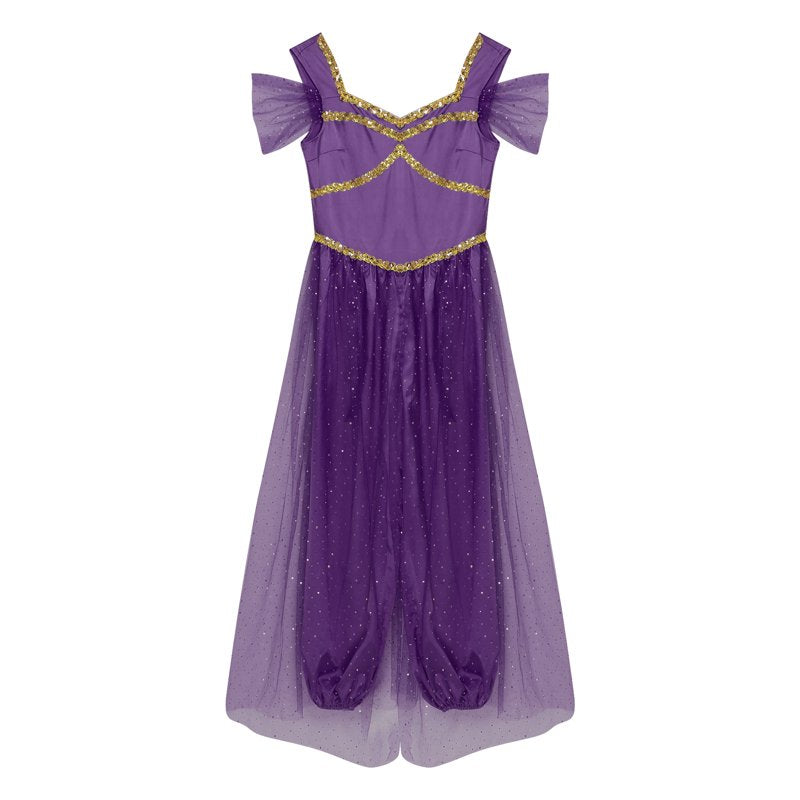 Women's Shiny Sequin Belly Dance Jumpsuit - Dark Purple 4XL, Stage Costume