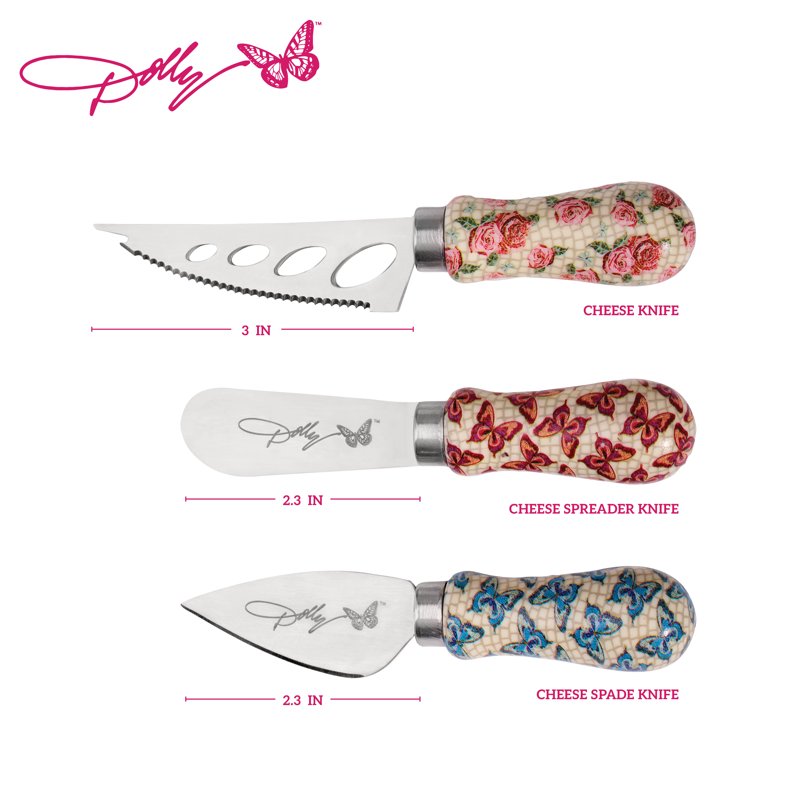 3-Piece Assorted Cheese Knife Set with Colorful Handles
