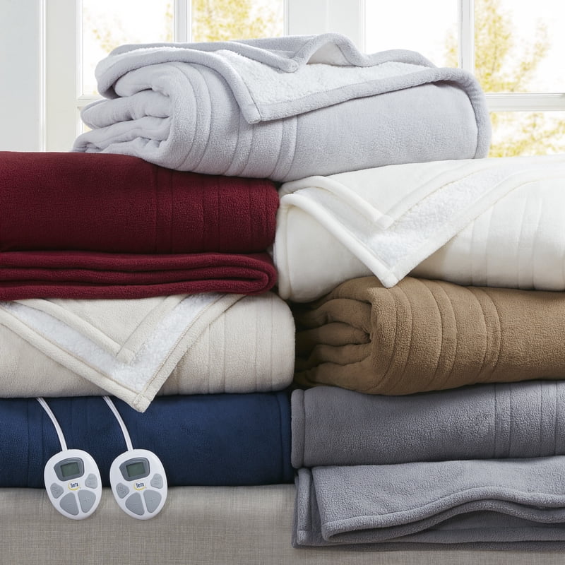 Serta Queen Ivory Fleece to Sherpa Heated Blanket - Full Size