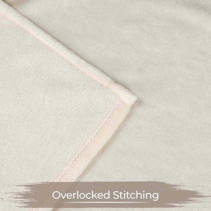 Solid Ivory Fleece Plush Blanket - Soft Microfiber Throw for Home Decor