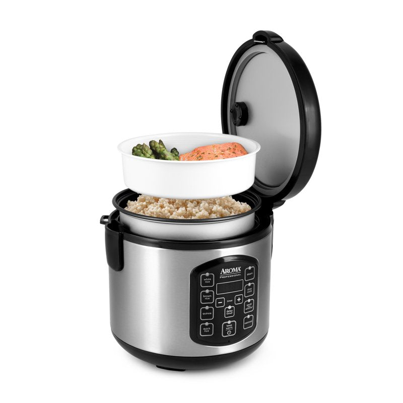 8-Cup Digital Rice Cooker and Food Steamer - Stainless Steel Multicooker