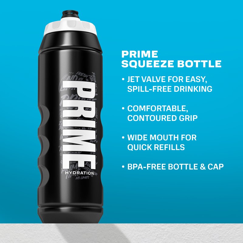 32 oz Squeeze Sports Water Bottle - Leak-Proof Black Graffiti