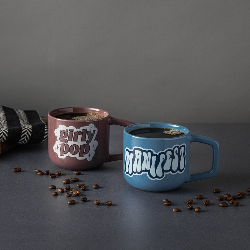 Stoneware Mug Set - Manifest Blue & Girly Pop Purple - 13.8 fl oz