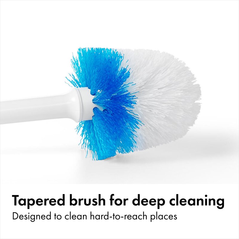 Compact Toilet Brush with Canister Holder - Space-Saving Bathroom Cleaning Tool