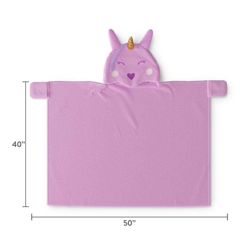Kids Hooded Plush Throw Blanket - Unicorn, 50x40 Inches, Cozy & Lightweight