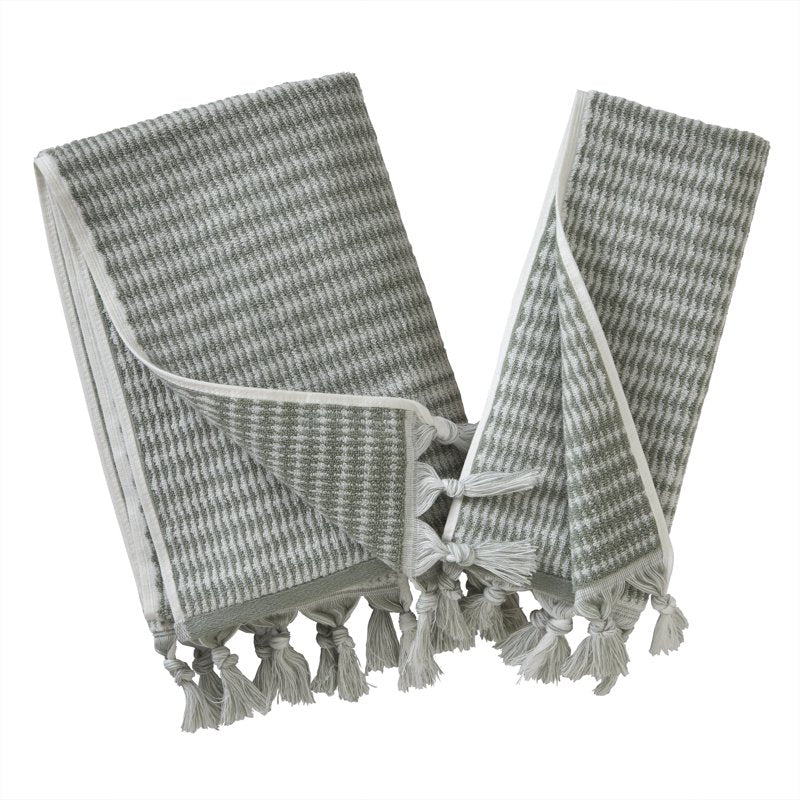 Longborough Hand Towels Set - 2 Pack Turkish Cotton Sage Bathroom Accessories