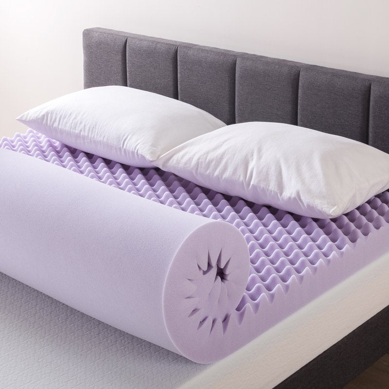 King 4-Inch Memory Foam Egg Crate Mattress Topper with Lavender Infusion