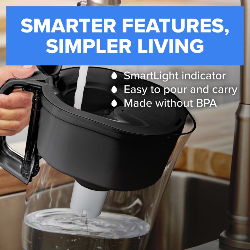 6-Cup Water Filter Pitcher - Cherry Blossom, BPA Free with Filter