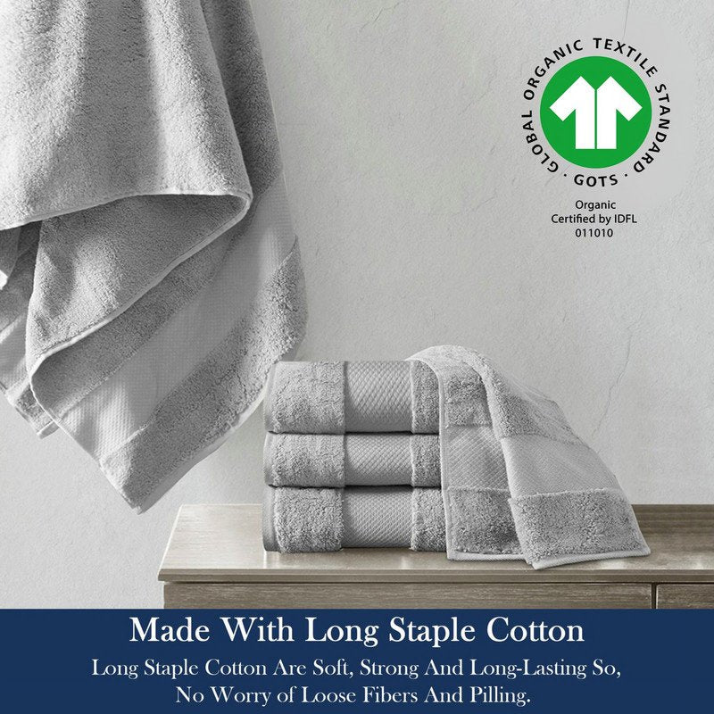 Light Gray 20-Piece Organic Cotton Towel Set - Plush, Quick Dry, Eco-Friendly