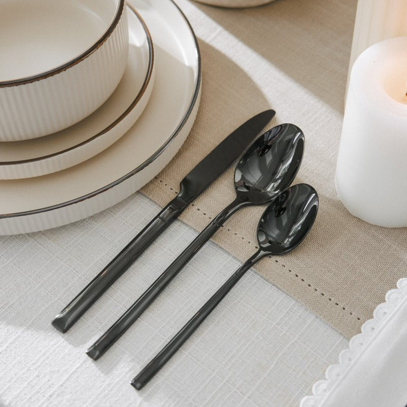 16-Piece Black Stainless Steel Flatware Set - 3 Pack, Service for 4