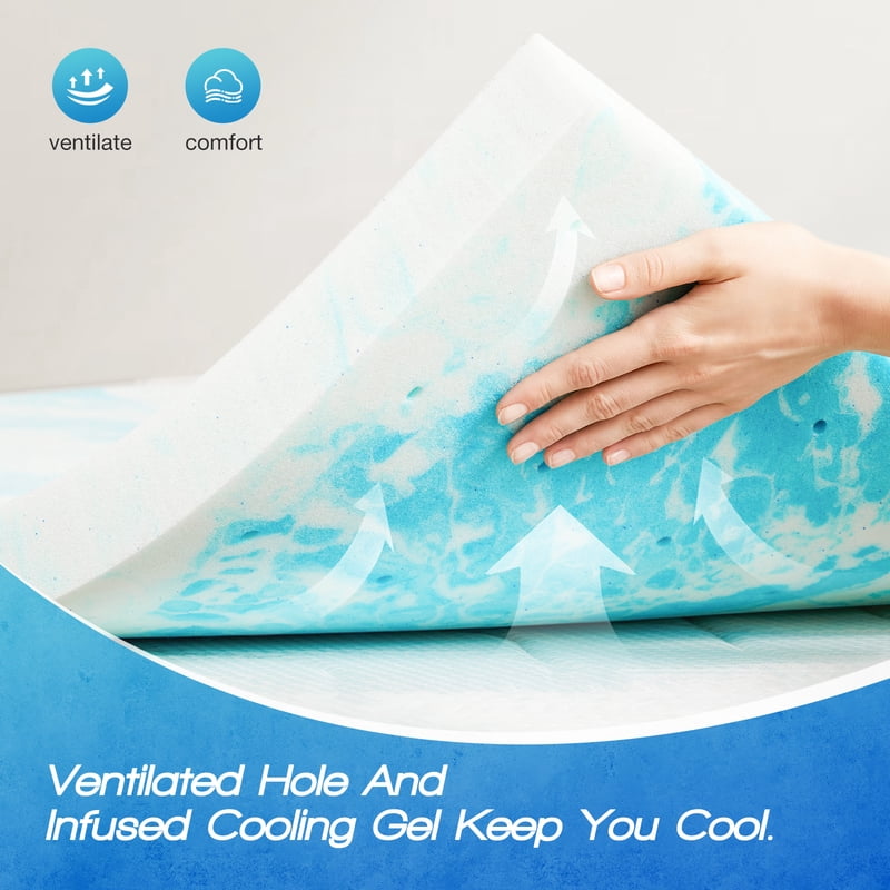CONCETTA 2-Inch Twin Foam Mattress Topper - CertiPUR-US Certified, Cooling Gel