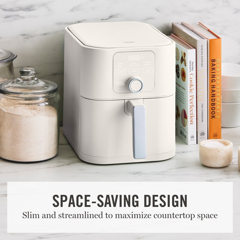 6QT Slim Air Fryer - 6-in-1 Ceramic Non-Stick - Linen Cream