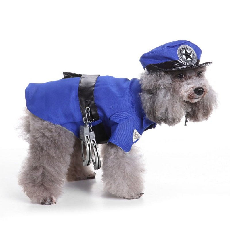 Pet Police Costume M - Dog Cat Halloween Cosplay Uniform, Wear-Resisting