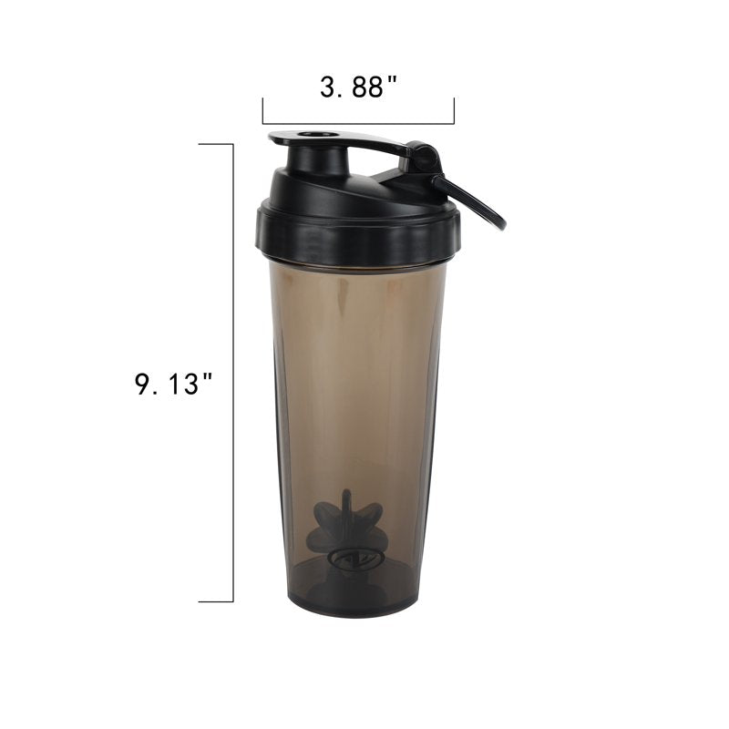 24oz Black Shaker Bottle - Tritan BPA-Free, Leak-Proof