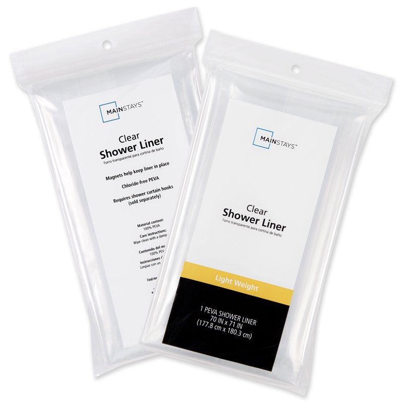 Mainstays Clear Lightweight PEVA Shower Liner 70x71 Inches - Single