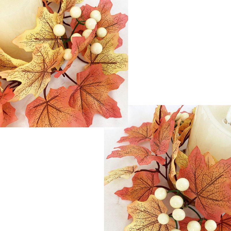 Autumn Fall Wreath for Front Door - Maple Leaves Halloween Thanksgiving Decor